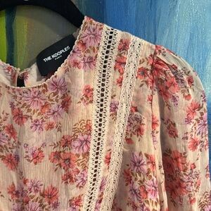 The Kooples Pink & Red Floral Blouse Size 2 (US 4) NWOT